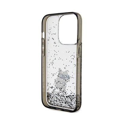 Karl Lagerfeld Liquid Glitter Choupette – dėklas, skirtas iPhone 14 Pro (skaidrus)