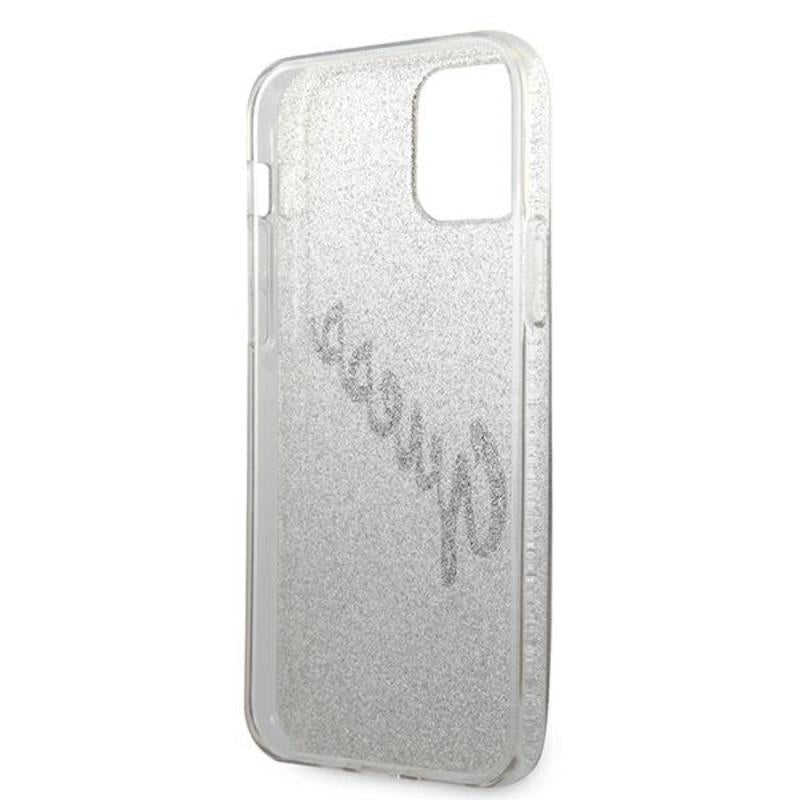 Guess Glitter Gradient Script – dėklas iPhone 12 Pro Max (aukso)