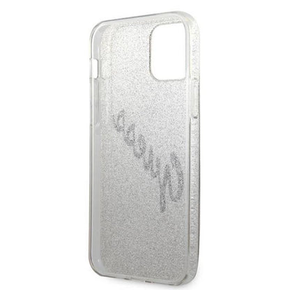 Guess Glitter Gradient Script – dėklas iPhone 12 Pro Max (aukso)