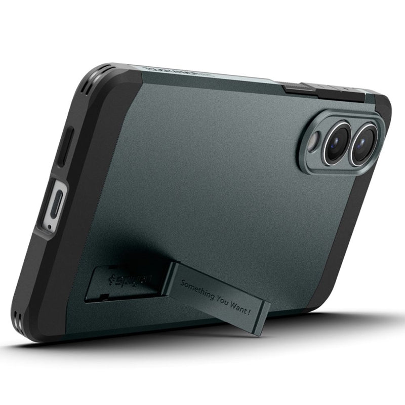 Spigen Tough Armor MagSafe – dėklas, skirtas Samsung Galaxy S25 Edge (Abyss Green)