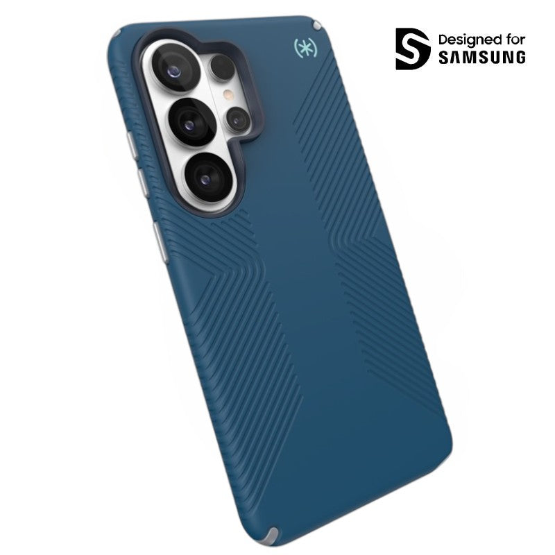 Speck Presidio2 Grip Magnet – „Samsung Galaxy S26 Ultra“ dėklas su MagSafe (tamsiai mėlynos/sidabrinės metalinės/sudrumstos mėlynos spalvos)
