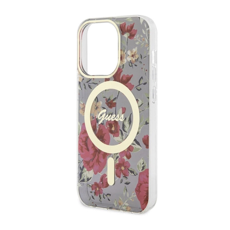 Guess Flower MagSafe - dėklas iPhone 14 Pro (žalias)