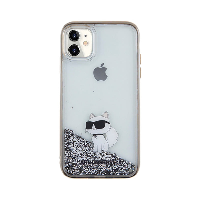 Karl Lagerfeld Liquid Glitter Choupette – iPhone 11 dėklas (skaidrus)