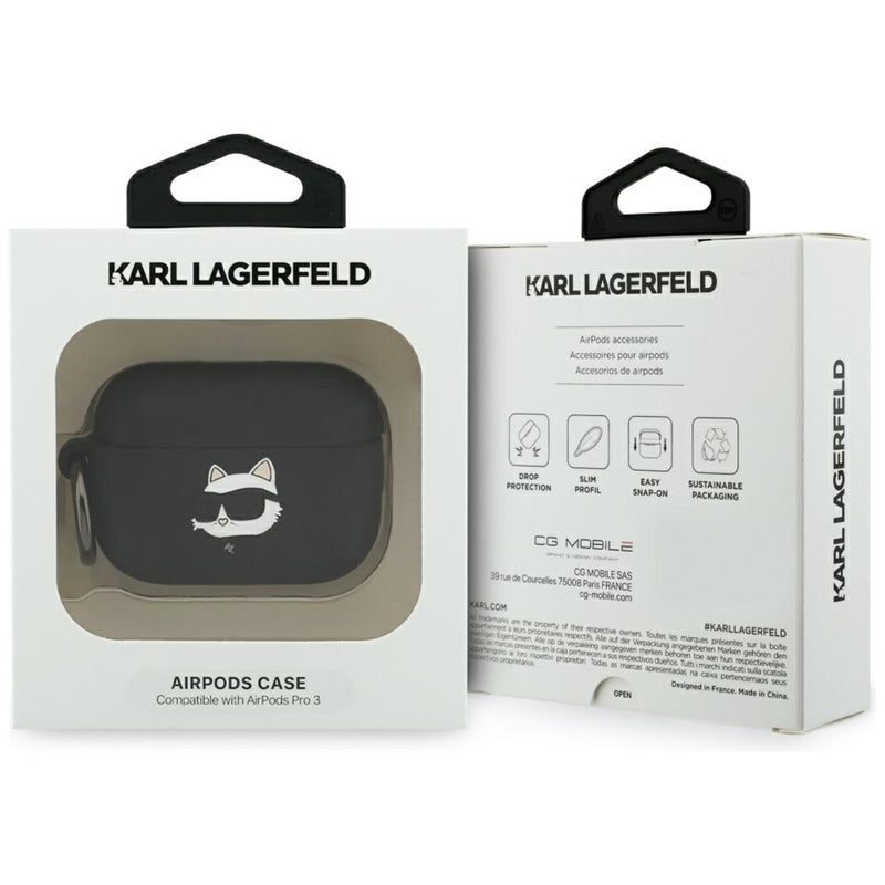 Karl Lagerfeld Silicone Choupette Head 3D - AirPods Pro 3 dėklas (juodas)