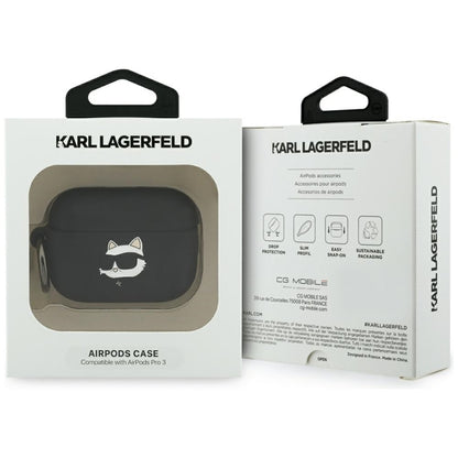Karl Lagerfeld Silicone Choupette Head 3D - AirPods Pro 3 dėklas (juodas)