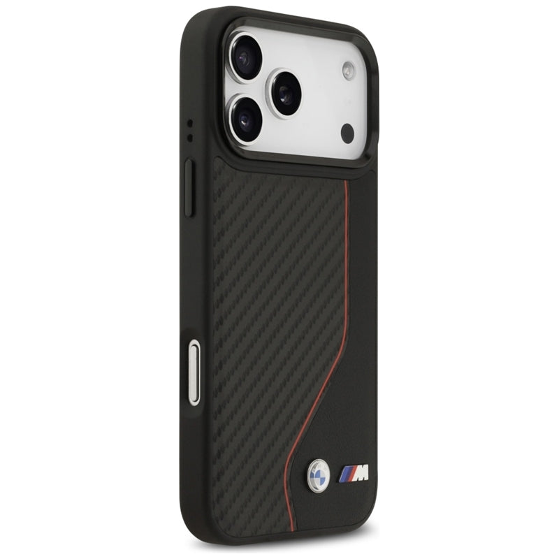 BMW M Carbon Line & Logo MagSafe - dėklas iPhone 17 Pro Max (raudonas)
