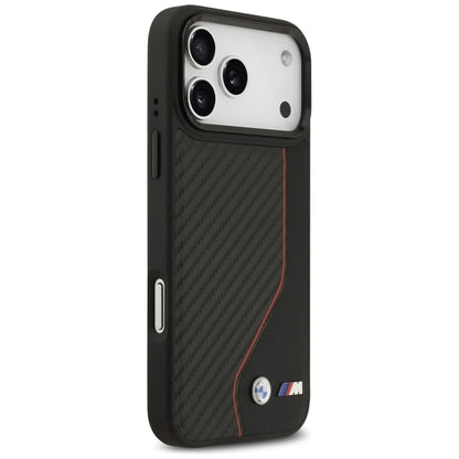 BMW M Carbon Line & Logo MagSafe - dėklas iPhone 17 Pro Max (raudonas)