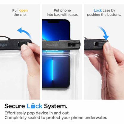 "Spigen A610" universalus vandeniui atsparus "Float" dėklas - dėklas, skirtas išmaniesiems telefonams iki 6,9" (skaidrus)