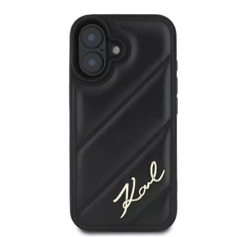 Karl Lagerfeld Quilted Signature - Dėklas iPhone 16 (juodas)