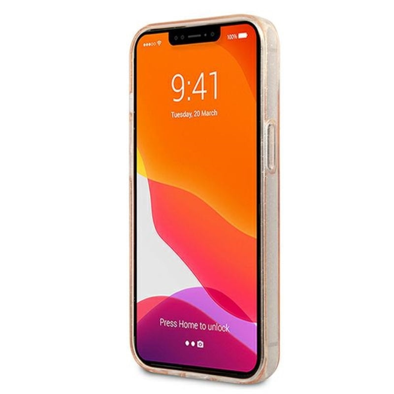 Karl Lagerfeld Glitter Karl & Choupette Head – „iPhone 13 mini“ dėklas (auksinis)