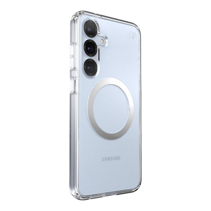 Speck Presidio Perfect-Clear Magnet - Samsung Galaxy S25+ / S24+ MagSafe dėklas (Skaidrus / Chromo apdaila / Serene Silver)