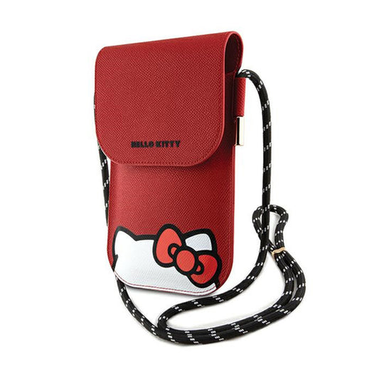 Hello Kitty odos, slepianti kačiuko virvelę – telefono crossbody krepšys (raudonas)