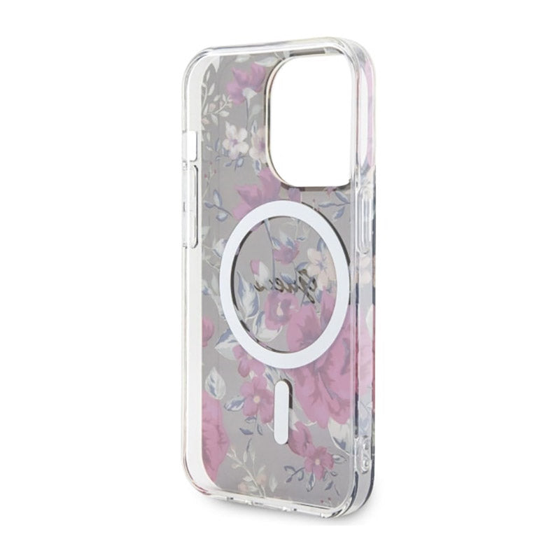 Guess Flower MagSafe - dėklas iPhone 14 Pro (žalias)