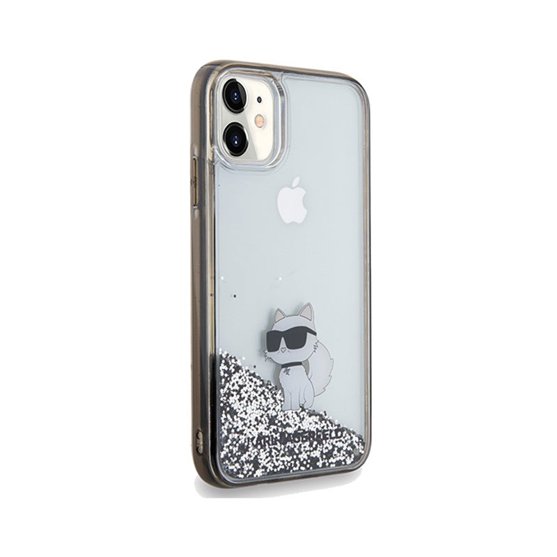 Karl Lagerfeld Liquid Glitter Choupette – iPhone 11 dėklas (skaidrus)