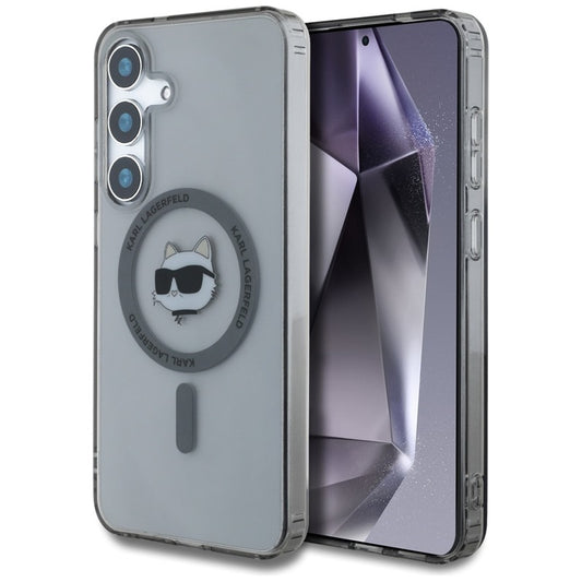 Karl Lagerfeld Button Choupette Head Printed Logo MagSafe – dėklas, skirtas Samsung Galaxy S25 (juoda)