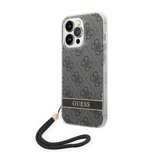 Guess 4G Print Cord - Dėklas iPhone 14 Pro (Juoda)