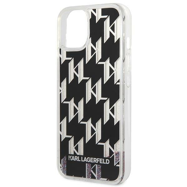 Karl Lagerfeld Monogram Liquid Glitter – dėklas skirtas iPhone 14 Plus (juodas)