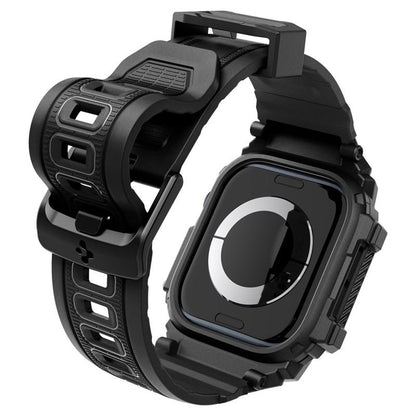 Spigen Rugged Armor Pro - dirželis su dėklu, skirtas „Apple Watch 10“ 46 mm (matinė juoda)