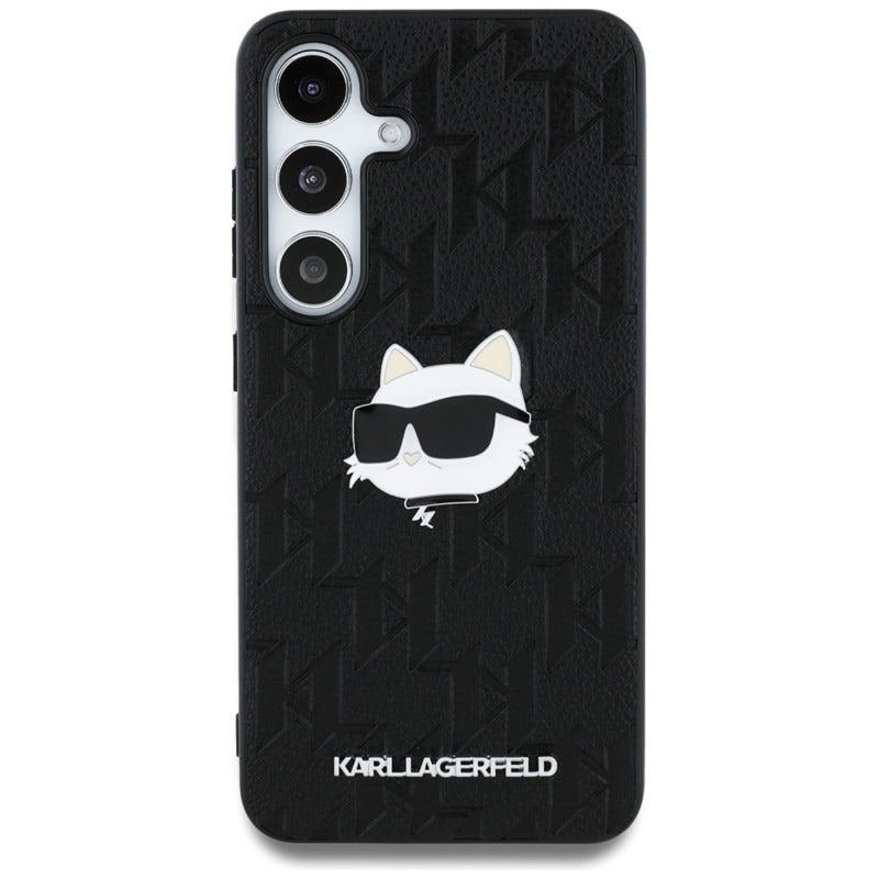 Karl Lagerfeld od Monogram od od su Choupette galvos dizainu – dėklas, skirtas „Samsung Galaxy S25“ (juodas)