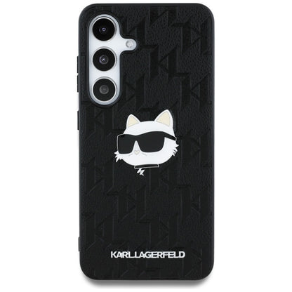 Karl Lagerfeld od Monogram od od su Choupette galvos dizainu – dėklas, skirtas „Samsung Galaxy S25“ (juodas)