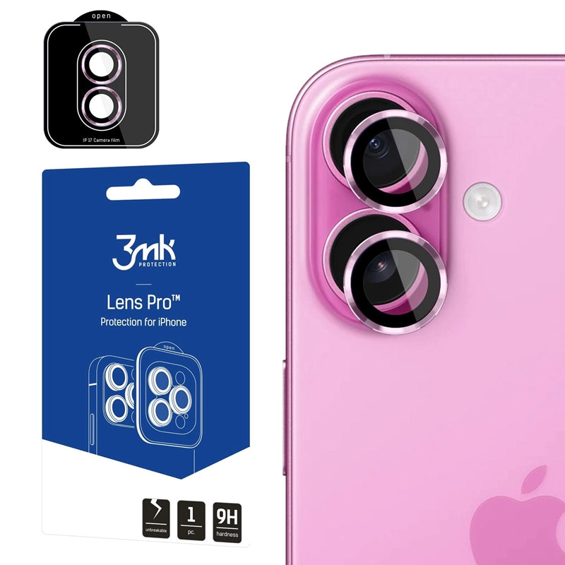 3mk Pro apsauga lęšiui - Fotoaparato objektyvo stiklas, skirtas iPhone 17 (Šviesiai violetinė)