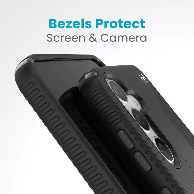 Speck Presidio2 Grip – Dėklas, skirtas Samsung Galaxy S24+ (Juoda/Skalūno pilka/Balta)