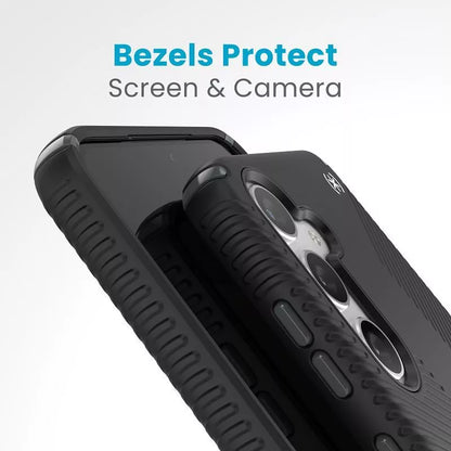 Speck Presidio2 Grip – Dėklas, skirtas Samsung Galaxy S24+ (Juoda/Skalūno pilka/Balta)
