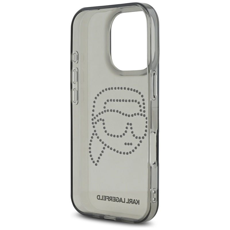 Karl Lagerfeld IML Rhinestones Karl Head – dėklas iPhone 16 Pro (juodas)