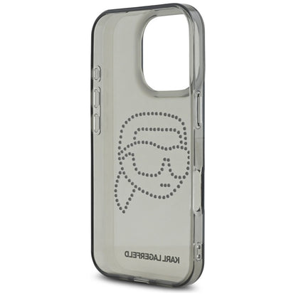 Karl Lagerfeld IML Rhinestones Karl Head – dėklas iPhone 16 Pro (juodas)
