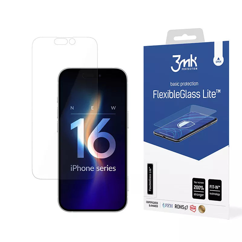 3mk FlexibleGlass Lite – Hibridinis stiklas skirtas iPhone 16 Plus