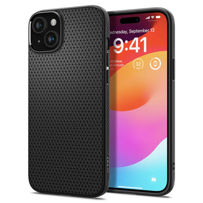 Spigen Liquid Air – Dėklas, skirtas „iPhone 15“ (matinė juoda)