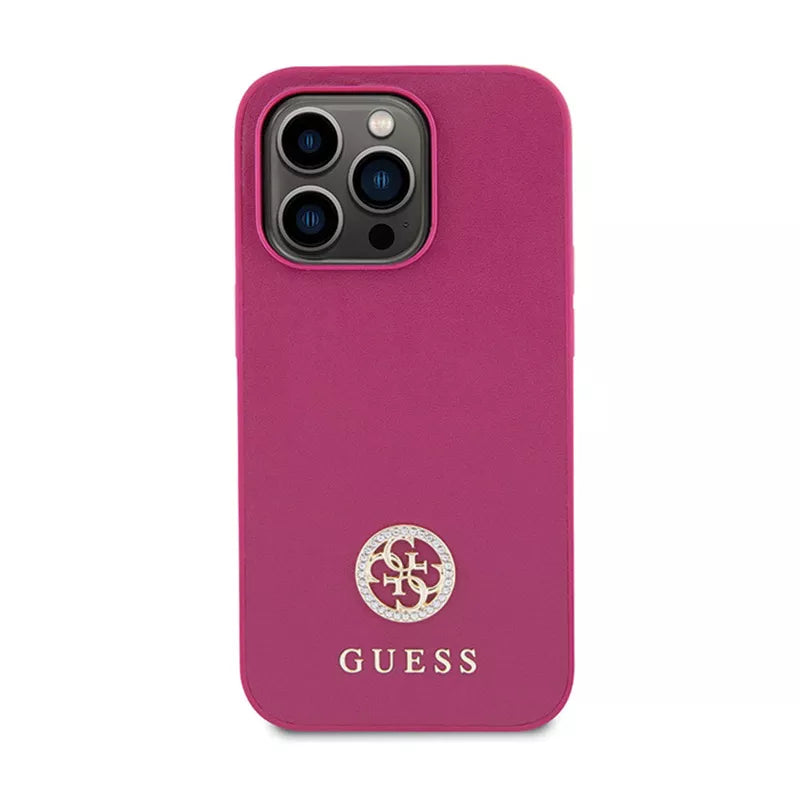 Guess 4G Strass Metal Logo - Dėklas iPhone 15 Pro Max (rožinis)