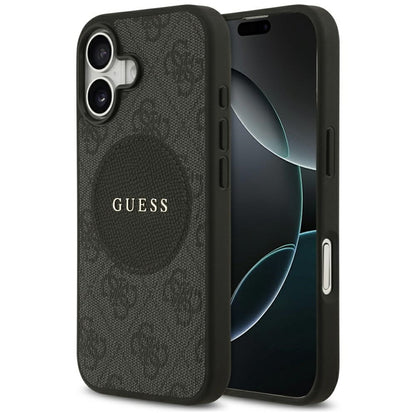 Guess 4G Circle Classic Logo MagSafe dėklas – iPhone 17 (juodas)