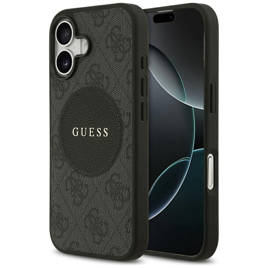 Guess 4G Circle Classic Logo MagSafe dėklas – iPhone 17 (juodas)