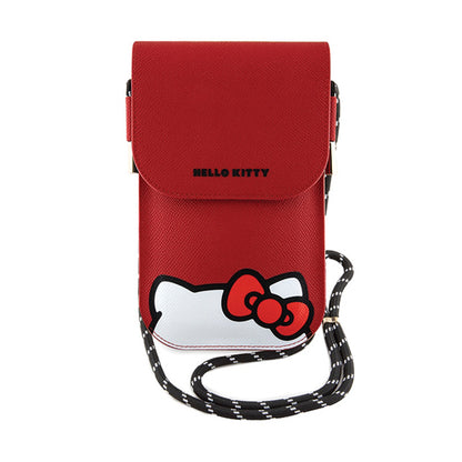 Hello Kitty odos, slepianti kačiuko virvelę – telefono crossbody krepšys (raudonas)