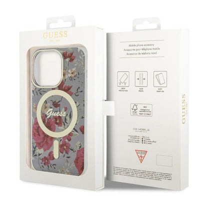 Guess Flower MagSafe - dėklas iPhone 14 Pro (žalias)