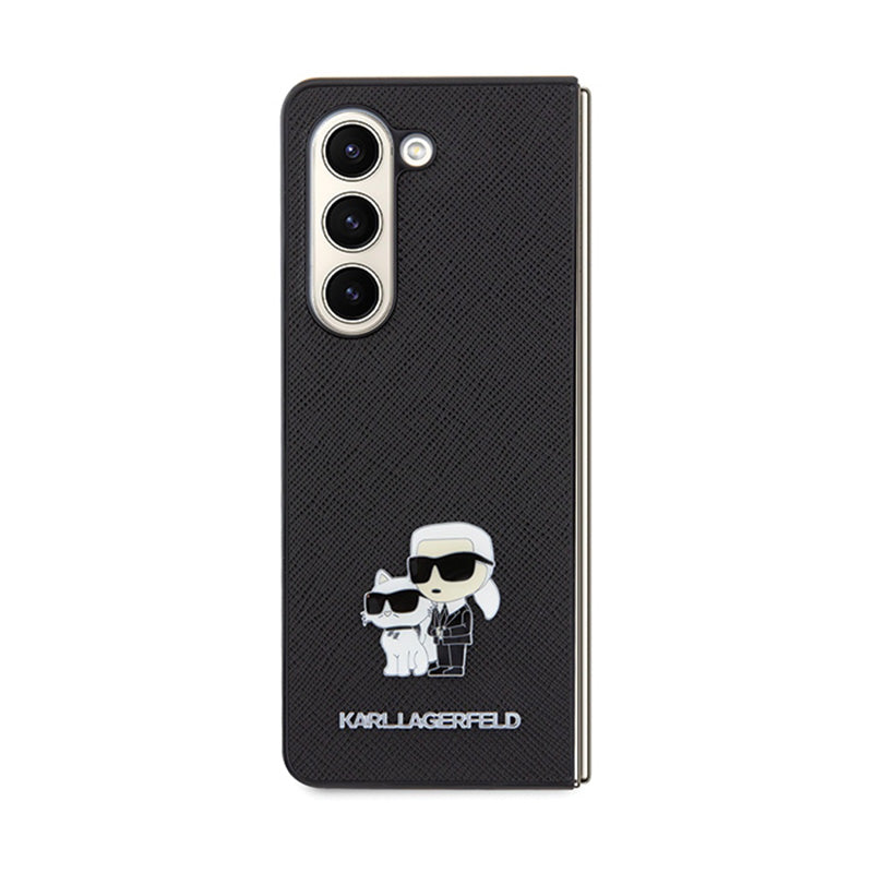 Karl Lagerfeld NFT Saffiano Karl & Choupette Pin - Samsung Galaxy Z Fold 5 dėklas (juodas)