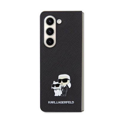 Karl Lagerfeld NFT Saffiano Karl & Choupette Pin - Samsung Galaxy Z Fold 5 dėklas (juodas)