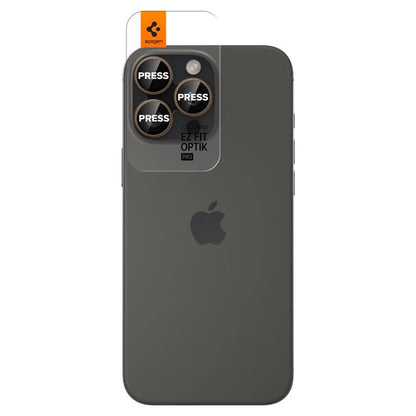 Spigen Optik Pro GLAS.TR EZ Fit objektyvo apsauga, skirta iPhone 16 Pro / 16 Pro Max (2 vnt.) (Desert Titanium)
