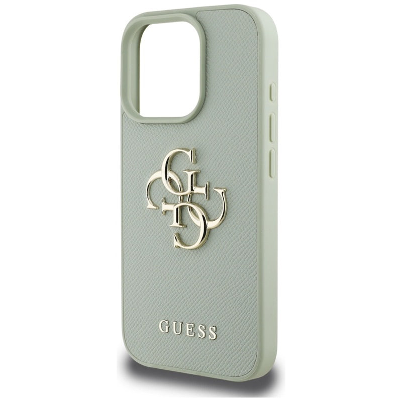 Guess Grained Big 4G Logo Small Classic Logo – dėklas iPhone 16 Pro Max (žalias)