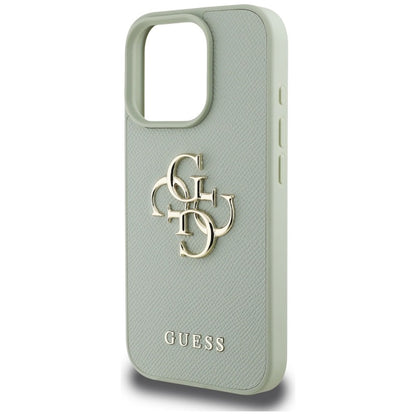 Guess Grained Big 4G Logo Small Classic Logo – dėklas iPhone 16 Pro Max (žalias)