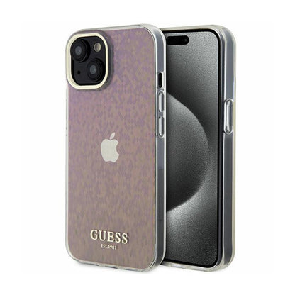 Guess IML Faceted Mirror Disco Iridescent - iPhone 15 dėklas (rožinis)