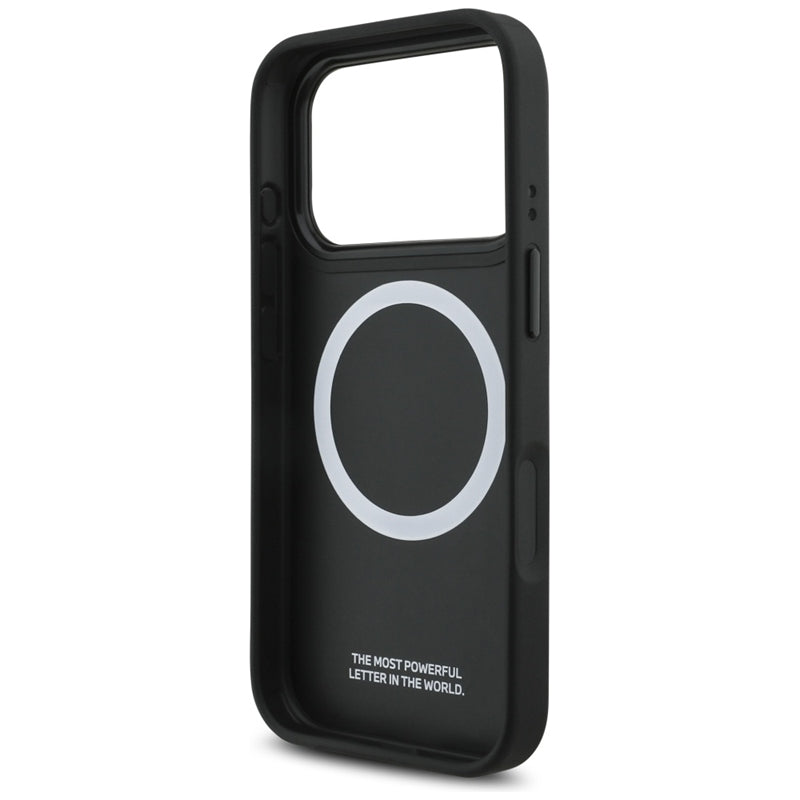 BMW M Tricolor Metal Logo MagSafe dėklas – iPhone 17 Pro (Juodas)