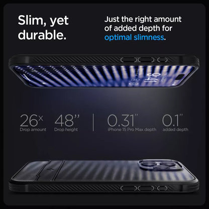 Spigen Rugged Armor Mag MagSafe – dėklas, skirtas iPhone 15 Pro Max (matinė juoda)