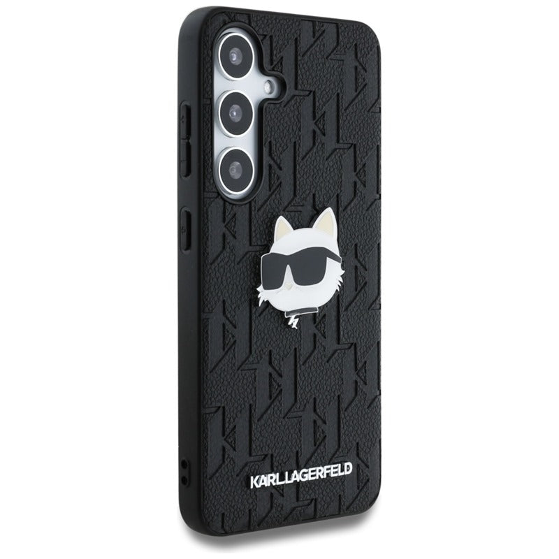 Karl Lagerfeld od Monogram od od su Choupette galvos dizainu – dėklas, skirtas „Samsung Galaxy S25“ (juodas)