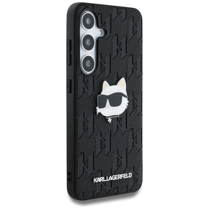 Karl Lagerfeld od Monogram od od su Choupette galvos dizainu – dėklas, skirtas „Samsung Galaxy S25“ (juodas)