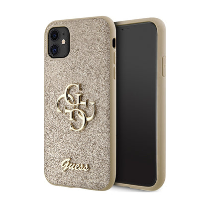 Guess Glitter Script Big 4G – dėklas, skirtas „iPhone 11“ (aukso spalvos)