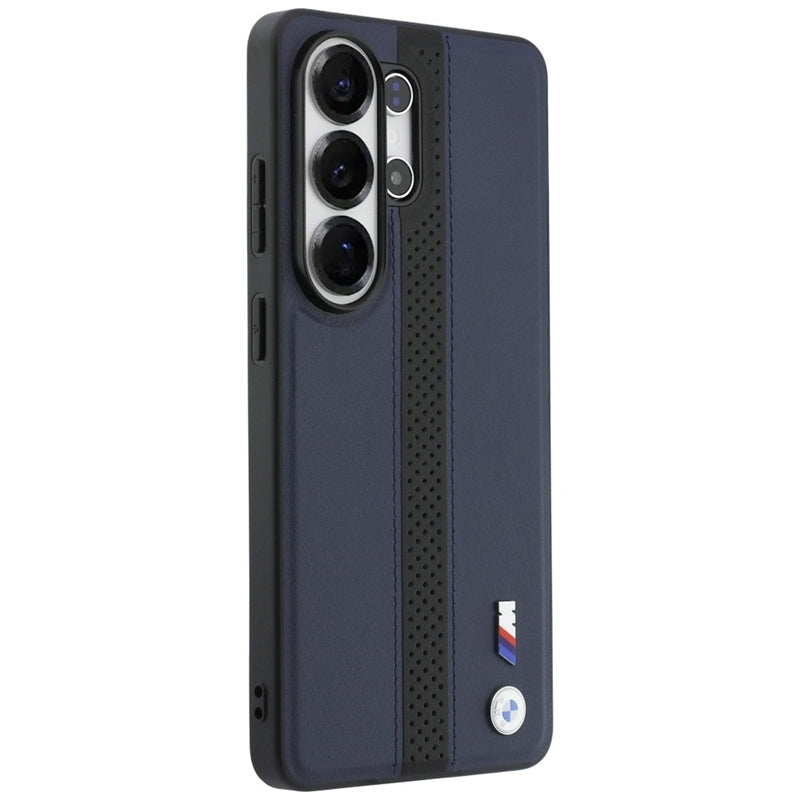 BMW M perforuota "Stripe Logo" MagSafe dėklas - Samsung Galaxy S26 Ultra (Tamsiai mėlynas)