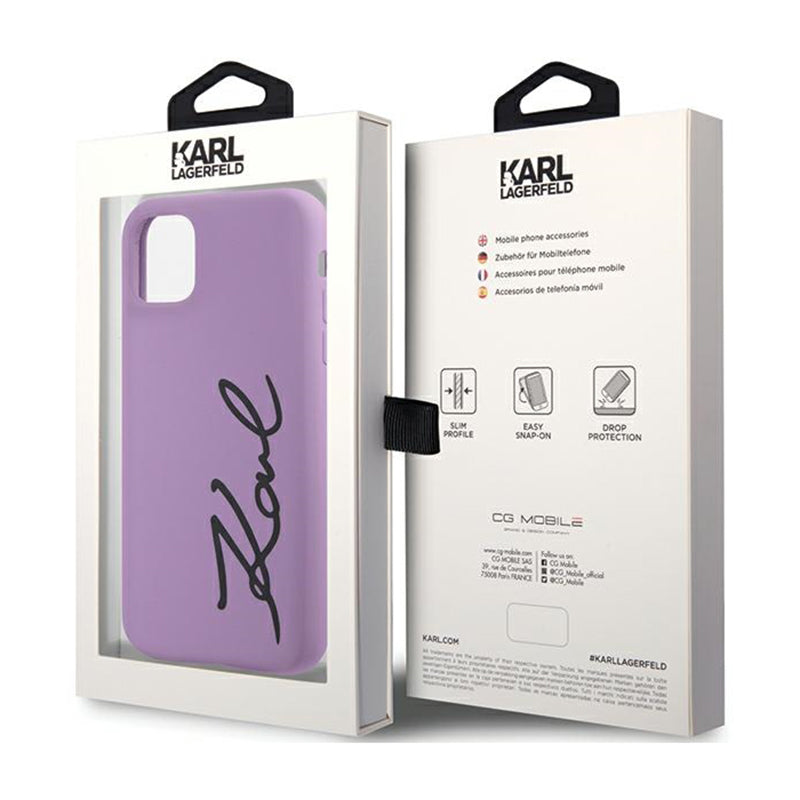 „Karl Lagerfeld Silicone Signature“ – dėklas, skirtas „iPhone 11“ (violetinis)