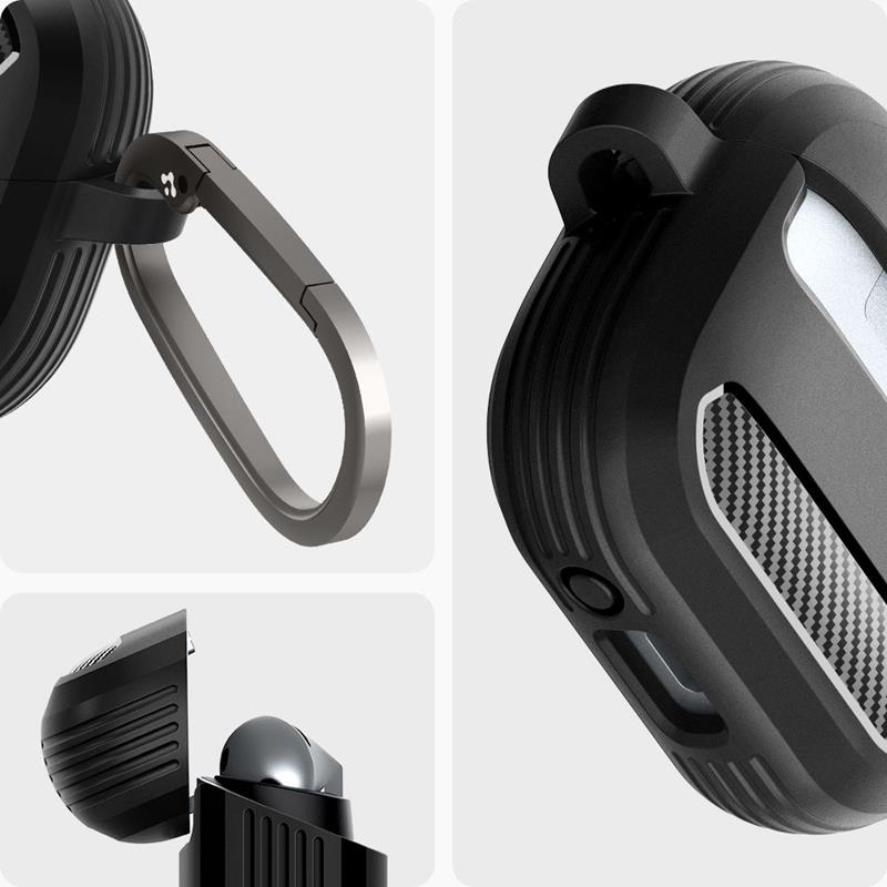 Spigen Rugged Armor dėklas, skirtas Samsung Galaxy Buds 3 / 3 FE / 3 Pro (Matinė juoda)